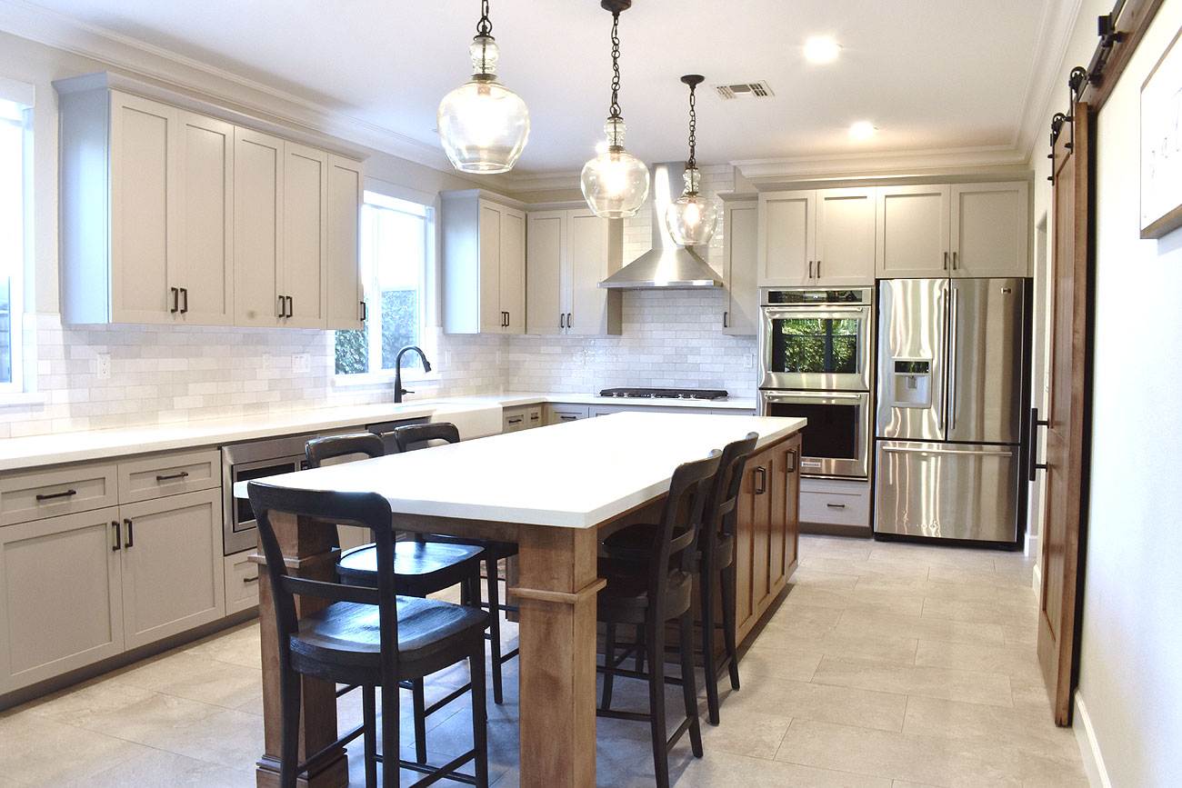 Transitional Kitchen Remodel Large Island Seating